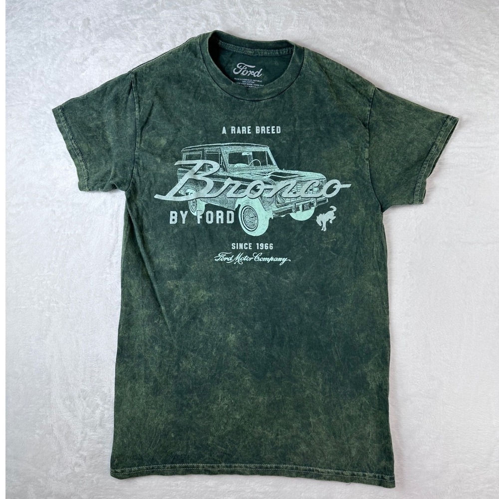 Ford Bronco Graphic T-Shirt Mens Small Green Acid Wash A Rare Breed Since 1966